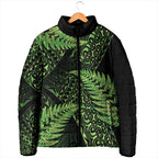 New Zealand Rugby Pacific Personalised Padded Jacket All Lime Maori Pasifika Fern Pattern - Aussie Hoodie
