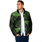 New Zealand Rugby Pacific Personalised Padded Jacket All Lime Maori Pasifika Fern Pattern - Aussie Hoodie