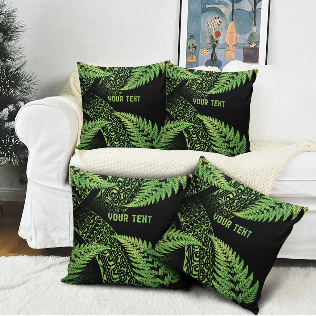 New Zealand Rugby Pacific Personalised Pillow Cover All Lime Maori Pasifika Fern Pattern - Aussie Hoodie