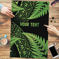 New Zealand Rugby Pacific Personalised Puzzle All Lime Maori Pasifika Fern Pattern - Aussie Hoodie