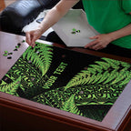 New Zealand Rugby Pacific Personalised Puzzle All Lime Maori Pasifika Fern Pattern - Aussie Hoodie