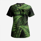New Zealand Rugby Pacific Personalised Scrub Top All Lime Maori Pasifika Fern Pattern - Aussie Hoodie