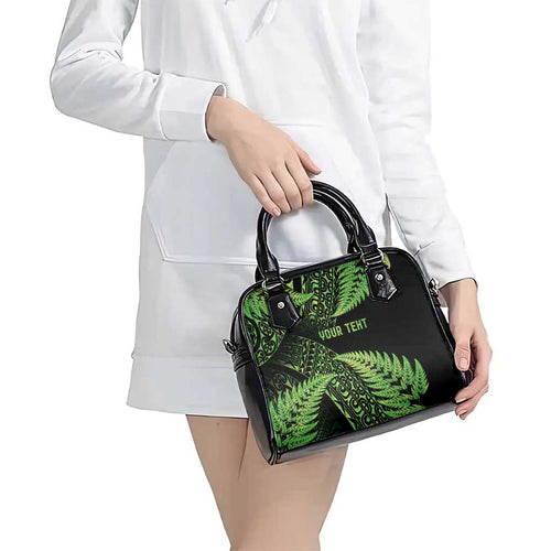 New Zealand Rugby Pacific Personalised Shoulder Handbag All Lime Maori Pasifika Fern Pattern