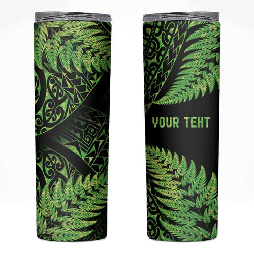 New Zealand Rugby Pacific Personalised Skinny Tumbler All Lime Maori Pasifika Fern Pattern