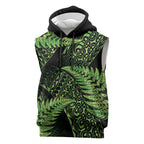New Zealand Rugby Pacific Personalised Sleeveless Hoodie All Lime Maori Pasifika Fern Pattern - Aussie Hoodie