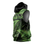 New Zealand Rugby Pacific Personalised Sleeveless Hoodie All Lime Maori Pasifika Fern Pattern - Aussie Hoodie