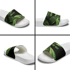New Zealand Rugby Pacific Personalised Slide Sandals All Lime Maori Pasifika Fern Pattern - Aussie Hoodie