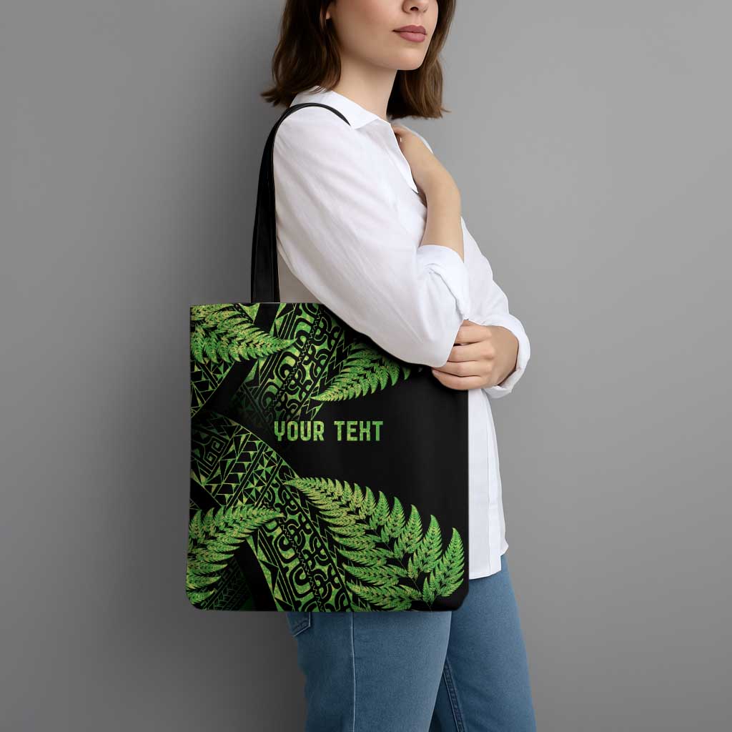 New Zealand Rugby Pacific Personalised Tote Bag All Lime Maori Pasifika Fern Pattern - Aussie Hoodie