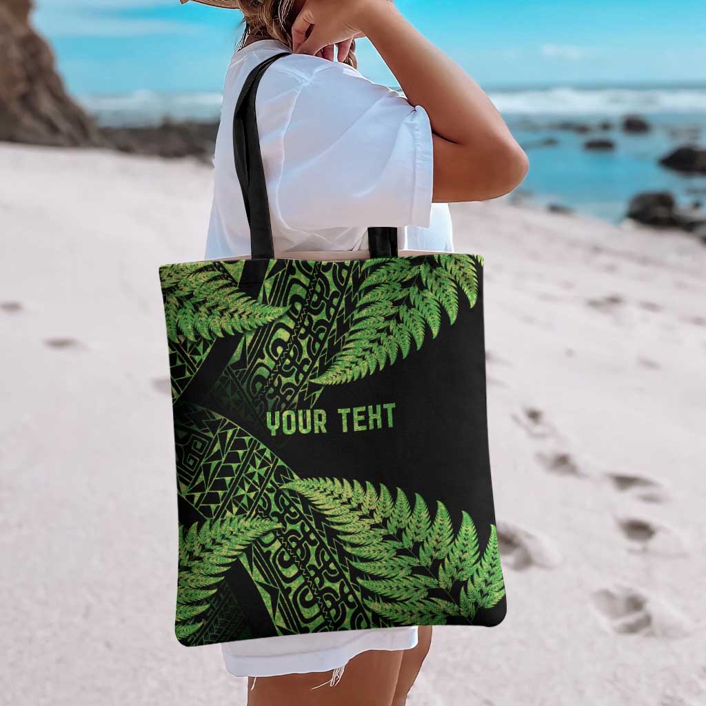 New Zealand Rugby Pacific Personalised Tote Bag All Lime Maori Pasifika Fern Pattern - Aussie Hoodie