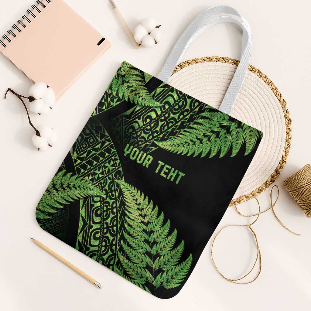 New Zealand Rugby Pacific Personalised Tote Bag All Lime Maori Pasifika Fern Pattern - Aussie Hoodie