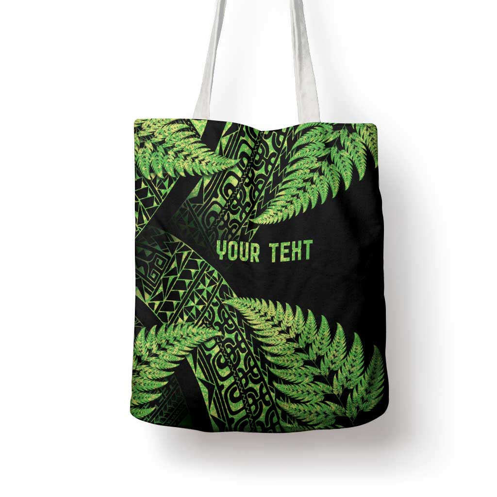 New Zealand Rugby Pacific Personalised Tote Bag All Lime Maori Pasifika Fern Pattern - Aussie Hoodie