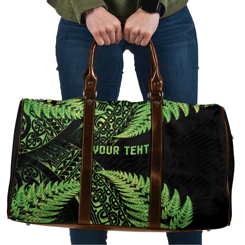 New Zealand Rugby Pacific Personalised Travel Bag All Lime Maori Pasifika Fern Pattern - Aussie Hoodie