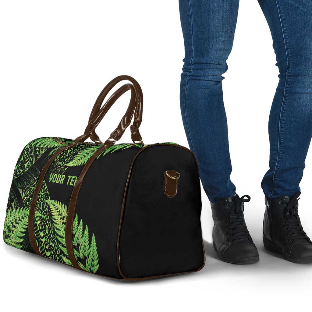 New Zealand Rugby Pacific Personalised Travel Bag All Lime Maori Pasifika Fern Pattern - Aussie Hoodie