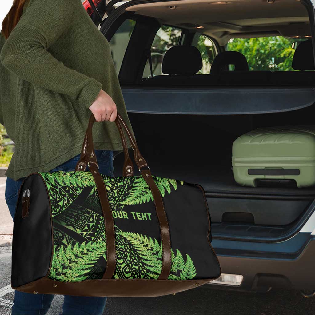 New Zealand Rugby Pacific Personalised Travel Bag All Lime Maori Pasifika Fern Pattern - Aussie Hoodie