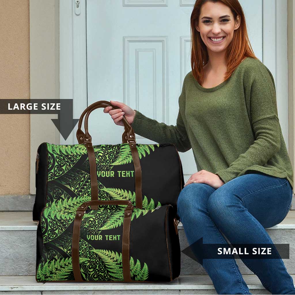 New Zealand Rugby Pacific Personalised Travel Bag All Lime Maori Pasifika Fern Pattern - Aussie Hoodie