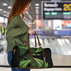 New Zealand Rugby Pacific Personalised Travel Bag All Lime Maori Pasifika Fern Pattern - Aussie Hoodie