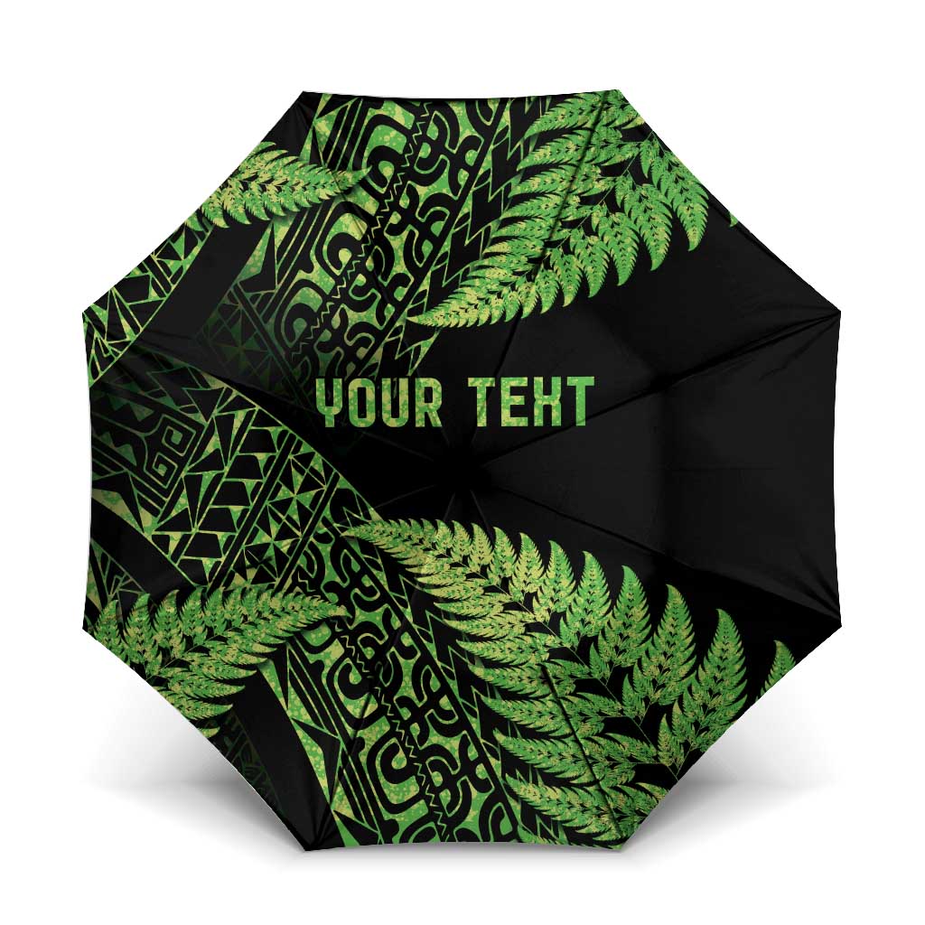 New Zealand Rugby Pacific Personalised Umbrella All Lime Maori Pasifika Fern Pattern - Aussie Hoodie