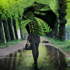 New Zealand Rugby Pacific Personalised Umbrella All Lime Maori Pasifika Fern Pattern - Aussie Hoodie
