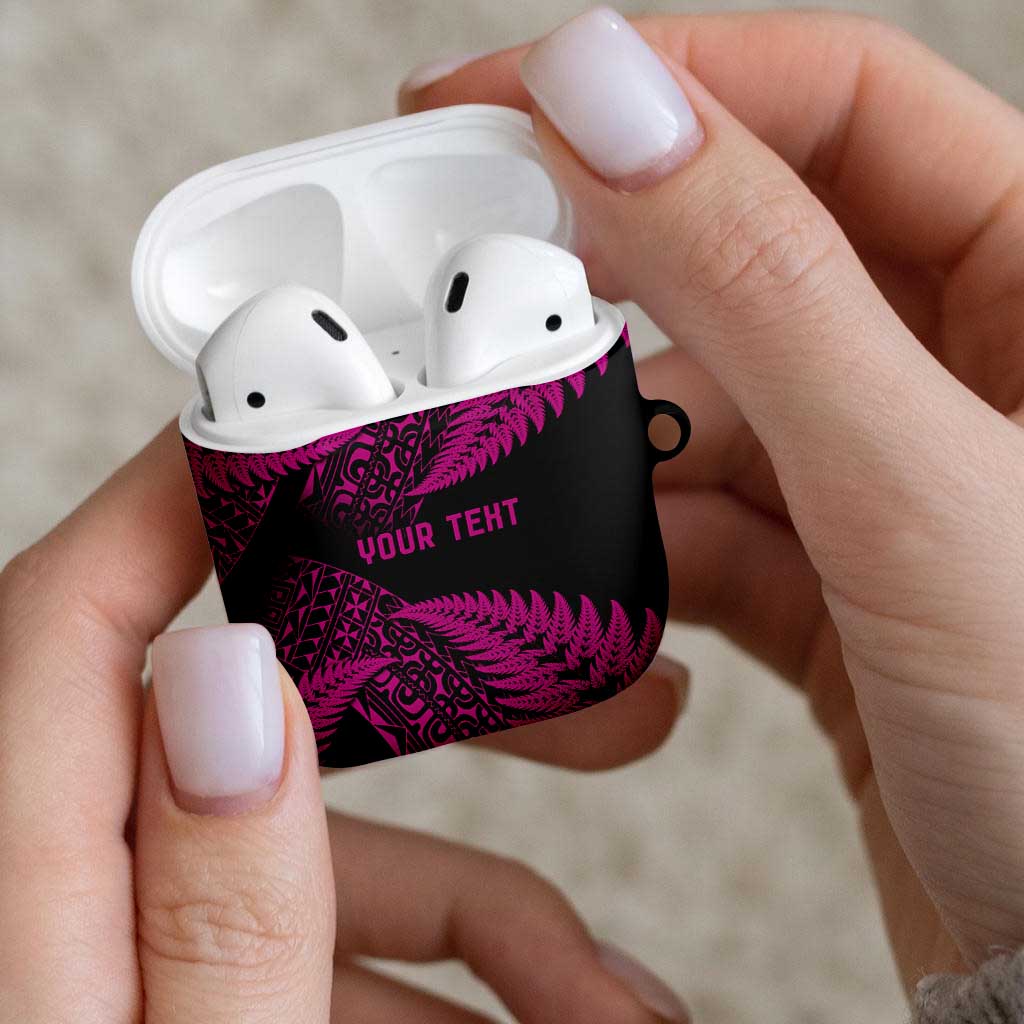New Zealand Rugby Pacific Personalised AirPods Case All Pink Maori Pasifika Fern Pattern - Aussie Hoodie