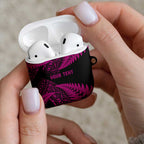 New Zealand Rugby Pacific Personalised AirPods Case All Pink Maori Pasifika Fern Pattern - Aussie Hoodie