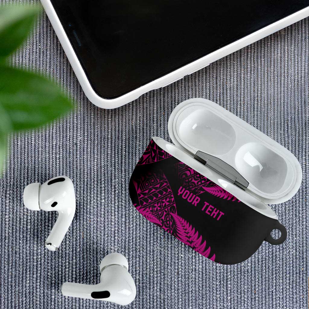 New Zealand Rugby Pacific Personalised AirPods Case All Pink Maori Pasifika Fern Pattern - Aussie Hoodie