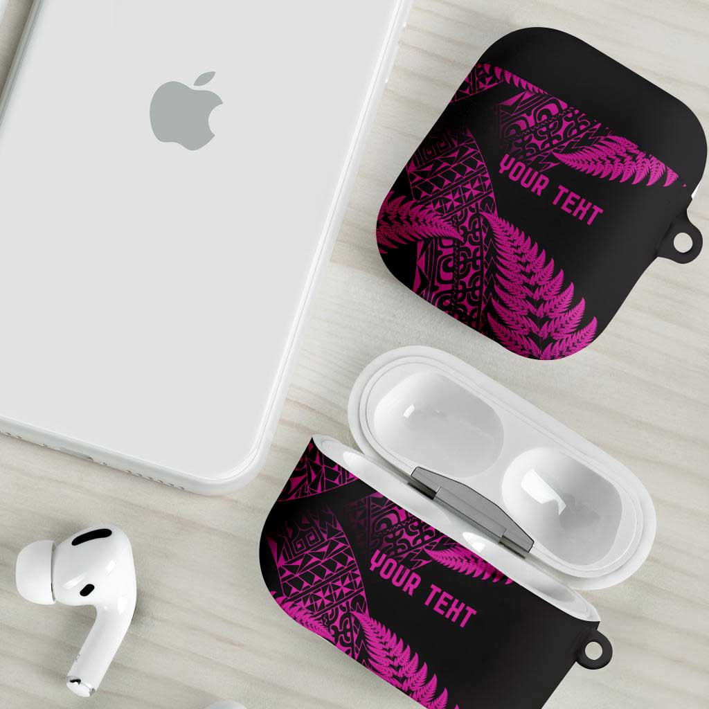 New Zealand Rugby Pacific Personalised AirPods Case All Pink Maori Pasifika Fern Pattern - Aussie Hoodie