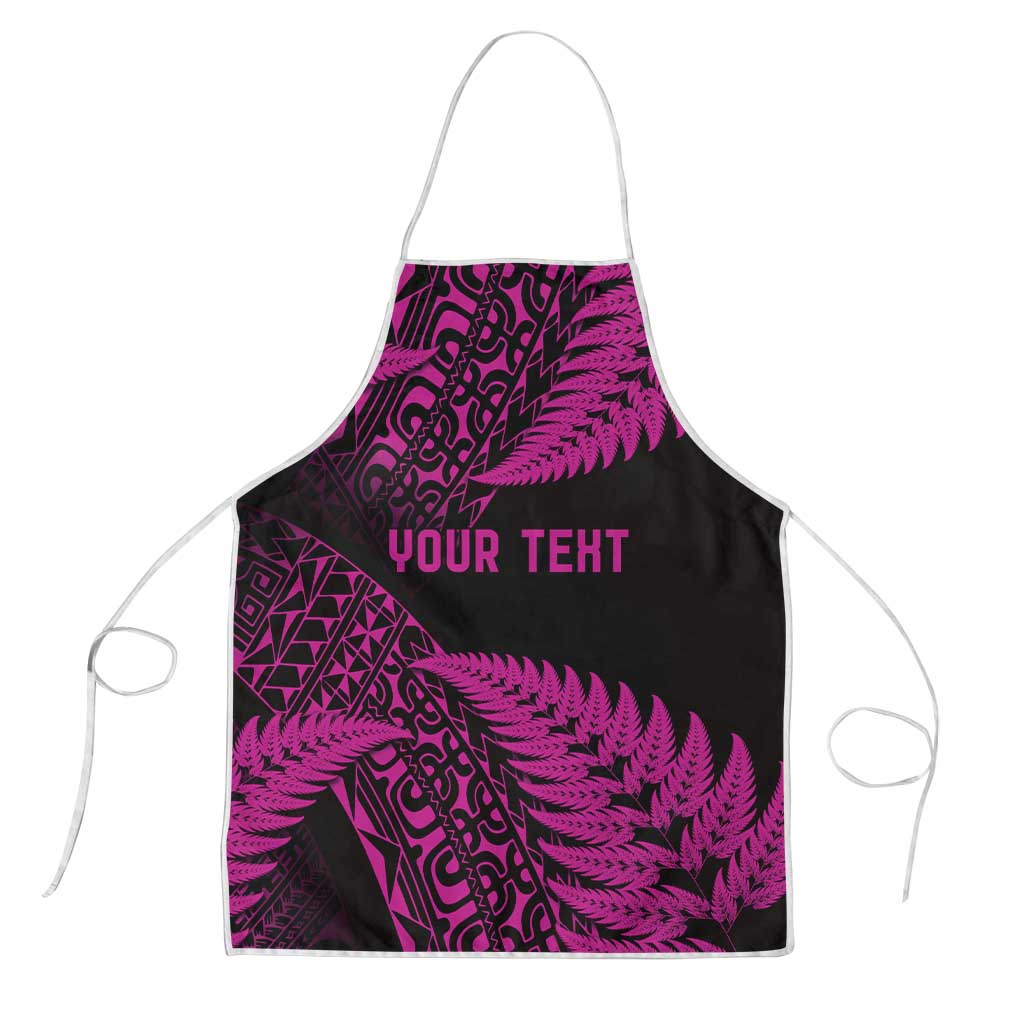 New Zealand Rugby Pacific Personalised Apron All Pink Maori Pasifika Fern Pattern - Aussie Hoodie