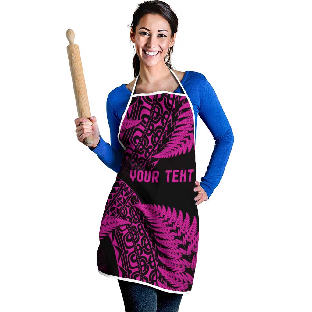 New Zealand Rugby Pacific Personalised Apron All Pink Maori Pasifika Fern Pattern - Aussie Hoodie