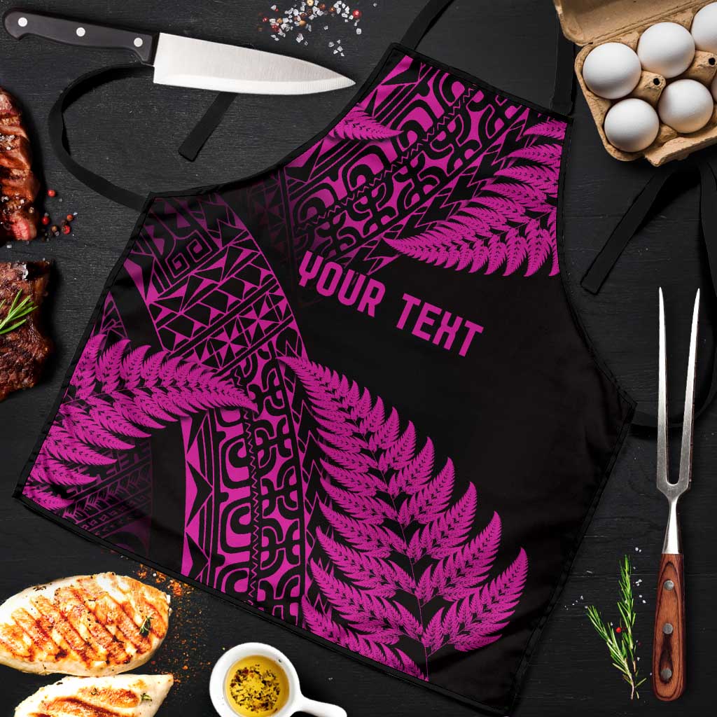 New Zealand Rugby Pacific Personalised Apron All Pink Maori Pasifika Fern Pattern - Aussie Hoodie