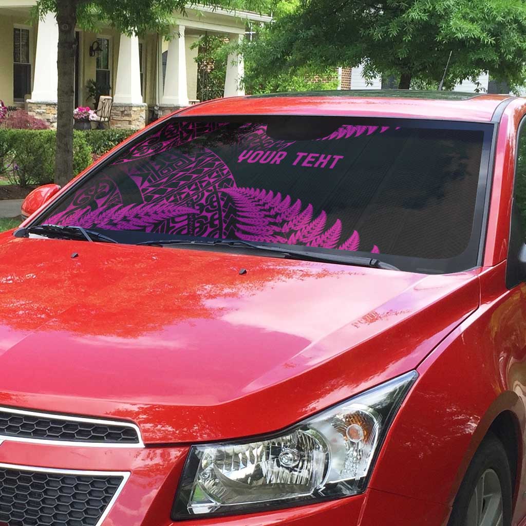 New Zealand Rugby Pacific Personalised Auto Sun Shade All Pink Maori Pasifika Fern Pattern - Aussie Hoodie