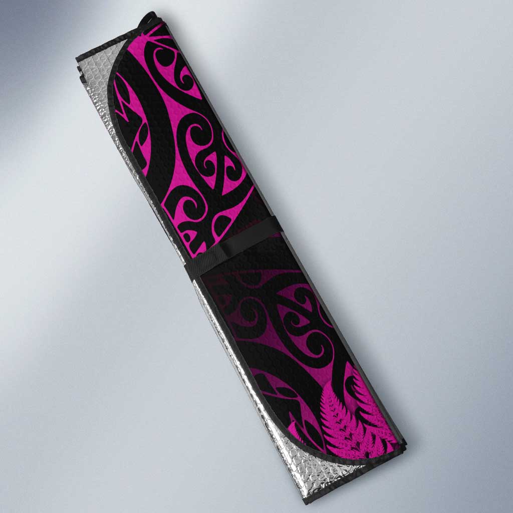 New Zealand Rugby Pacific Personalised Auto Sun Shade All Pink Maori Pasifika Fern Pattern - Aussie Hoodie