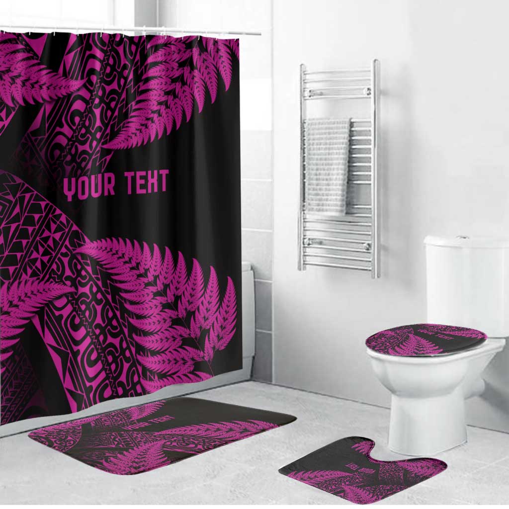 New Zealand Rugby Pacific Personalised Bathroom Set All Pink Maori Pasifika Fern Pattern - Aussie Hoodie