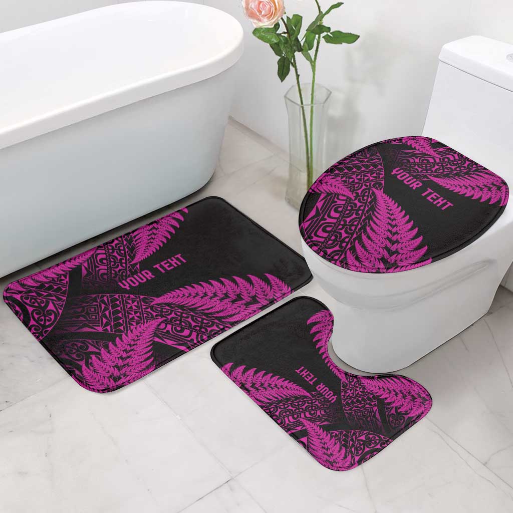 New Zealand Rugby Pacific Personalised Bathroom Set All Pink Maori Pasifika Fern Pattern - Aussie Hoodie