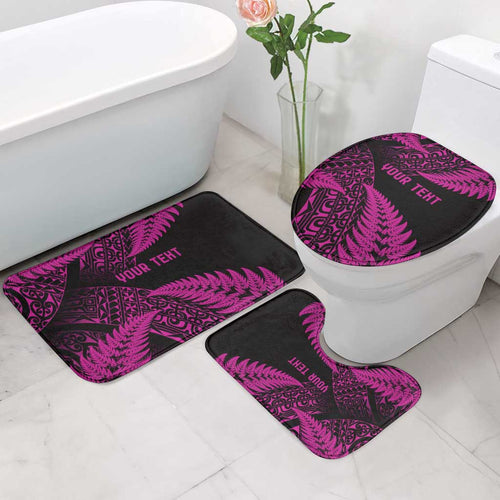 New Zealand Rugby Pacific Personalised Bathroom Set All Pink Maori Pasifika Fern Pattern - Aussie Hoodie