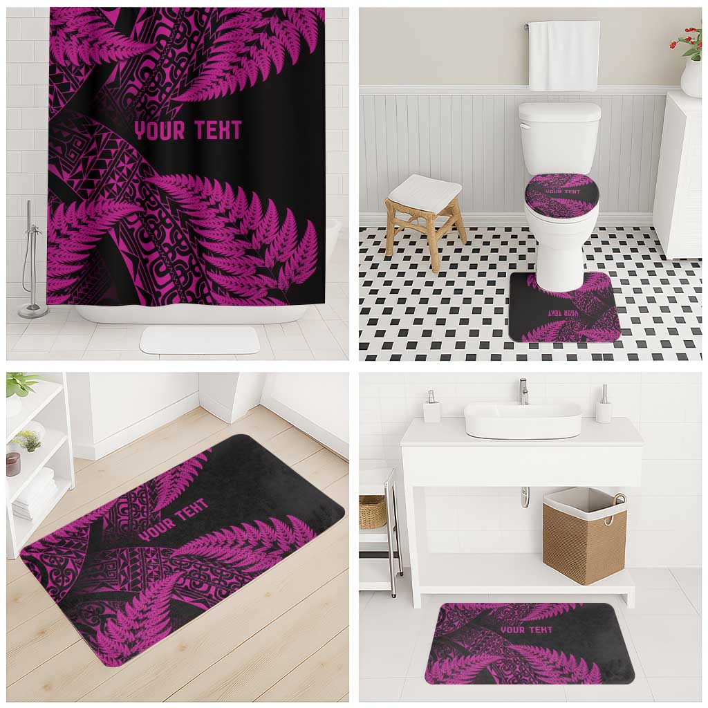 New Zealand Rugby Pacific Personalised Bathroom Set All Pink Maori Pasifika Fern Pattern - Aussie Hoodie