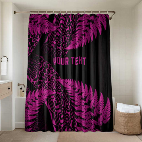 New Zealand Rugby Pacific Personalised Bathroom Set All Pink Maori Pasifika Fern Pattern - Aussie Hoodie