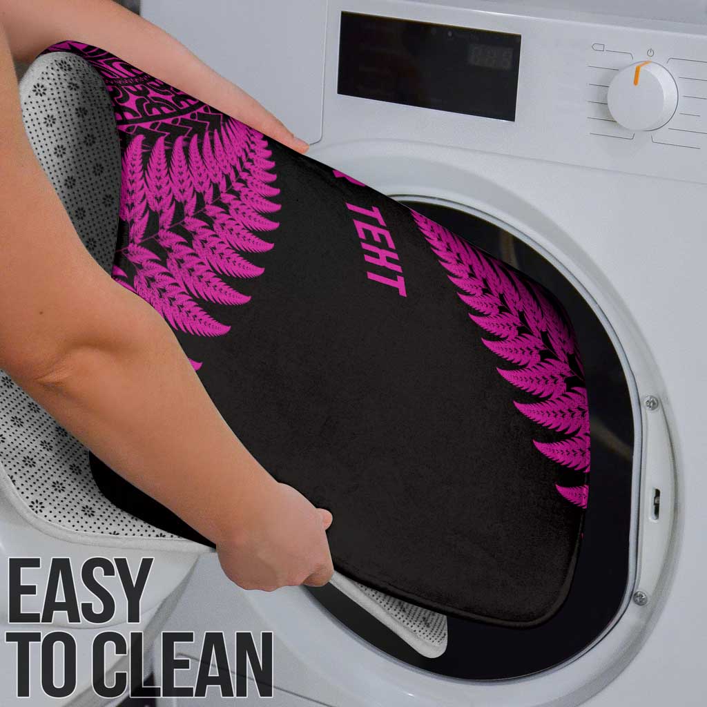 New Zealand Rugby Pacific Personalised Bathroom Set All Pink Maori Pasifika Fern Pattern - Aussie Hoodie