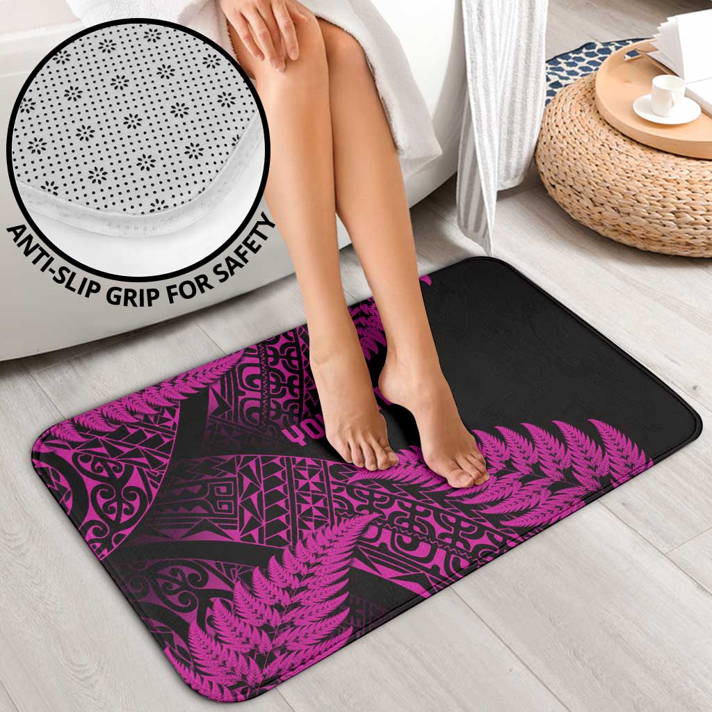 New Zealand Rugby Pacific Personalised Bathroom Set All Pink Maori Pasifika Fern Pattern - Aussie Hoodie