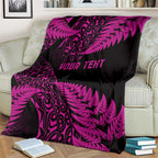 New Zealand Rugby Pacific Personalised Blanket All Pink Maori Pasifika Fern Pattern
