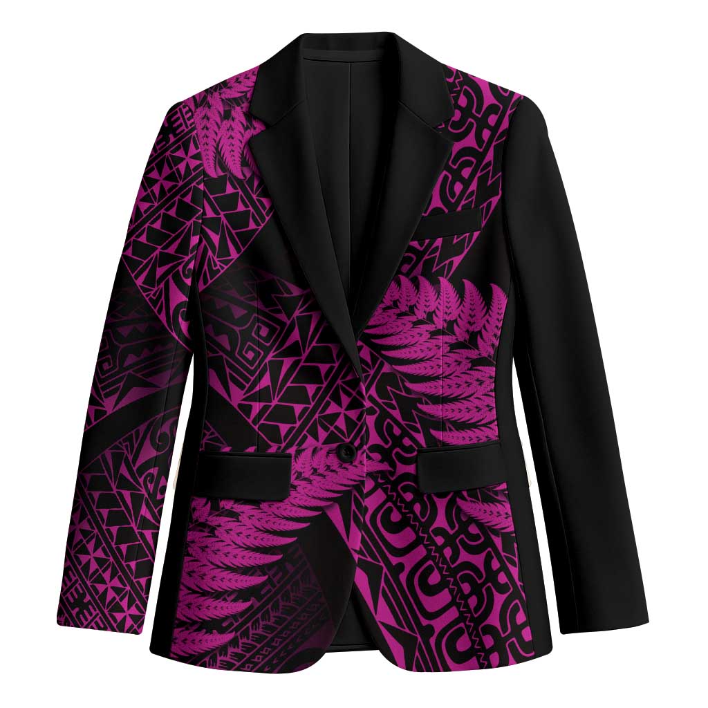 New Zealand Rugby Pacific Personalised Blazer All Pink Maori Pasifika Fern Pattern - Aussie Hoodie