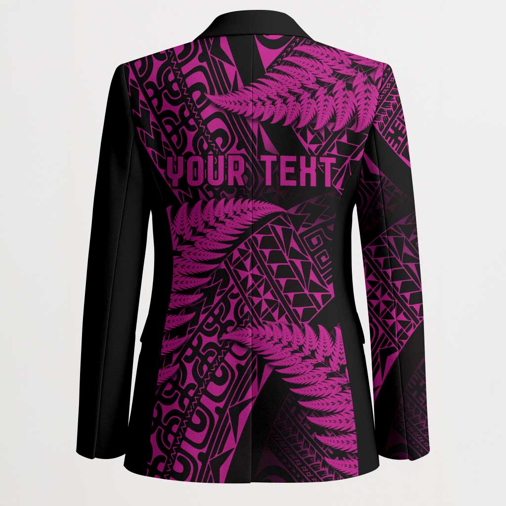 New Zealand Rugby Pacific Personalised Blazer All Pink Maori Pasifika Fern Pattern - Aussie Hoodie