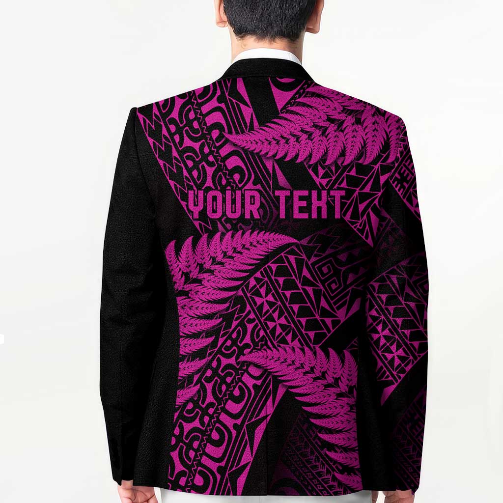 New Zealand Rugby Pacific Personalised Blazer All Pink Maori Pasifika Fern Pattern - Aussie Hoodie