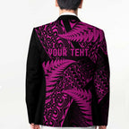 New Zealand Rugby Pacific Personalised Blazer All Pink Maori Pasifika Fern Pattern - Aussie Hoodie