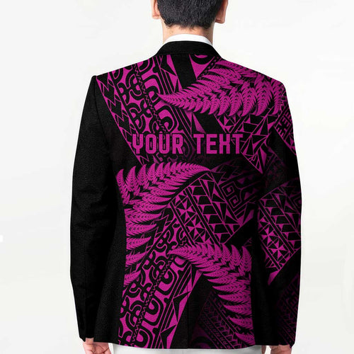 New Zealand Rugby Pacific Personalised Blazer All Pink Maori Pasifika Fern Pattern - Aussie Hoodie