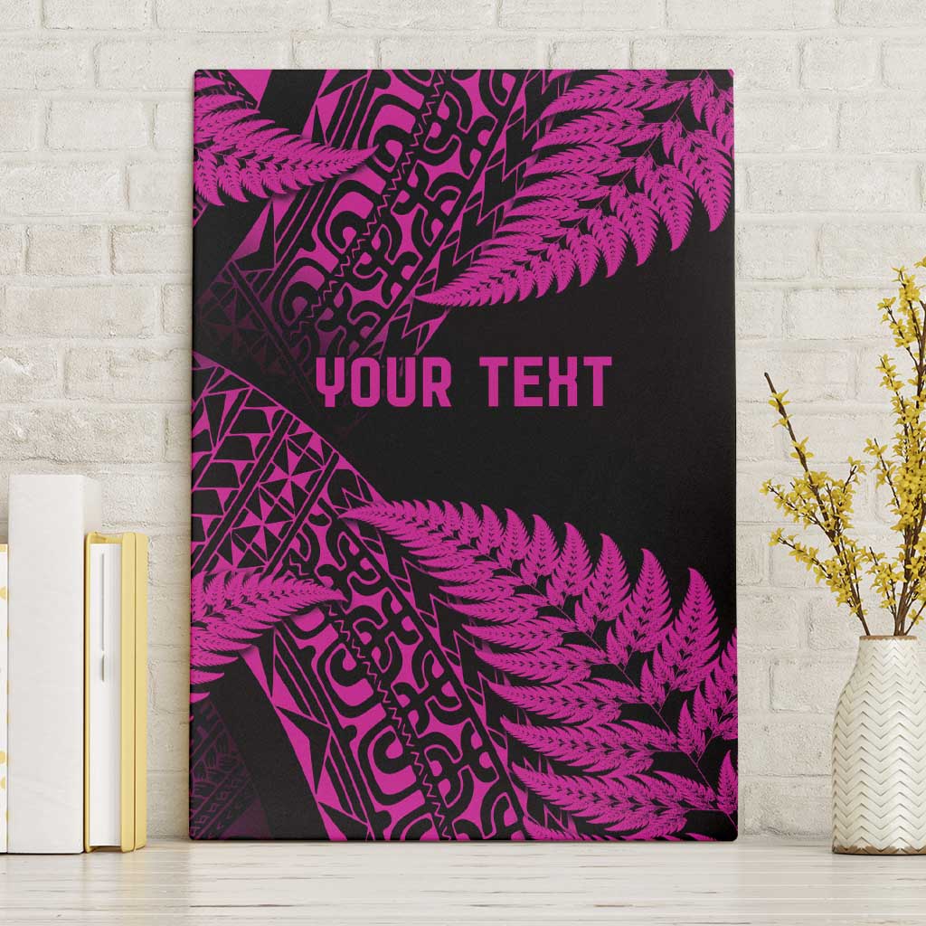 New Zealand Rugby Pacific Personalised Canvas Wall Art All Pink Maori Pasifika Fern Pattern