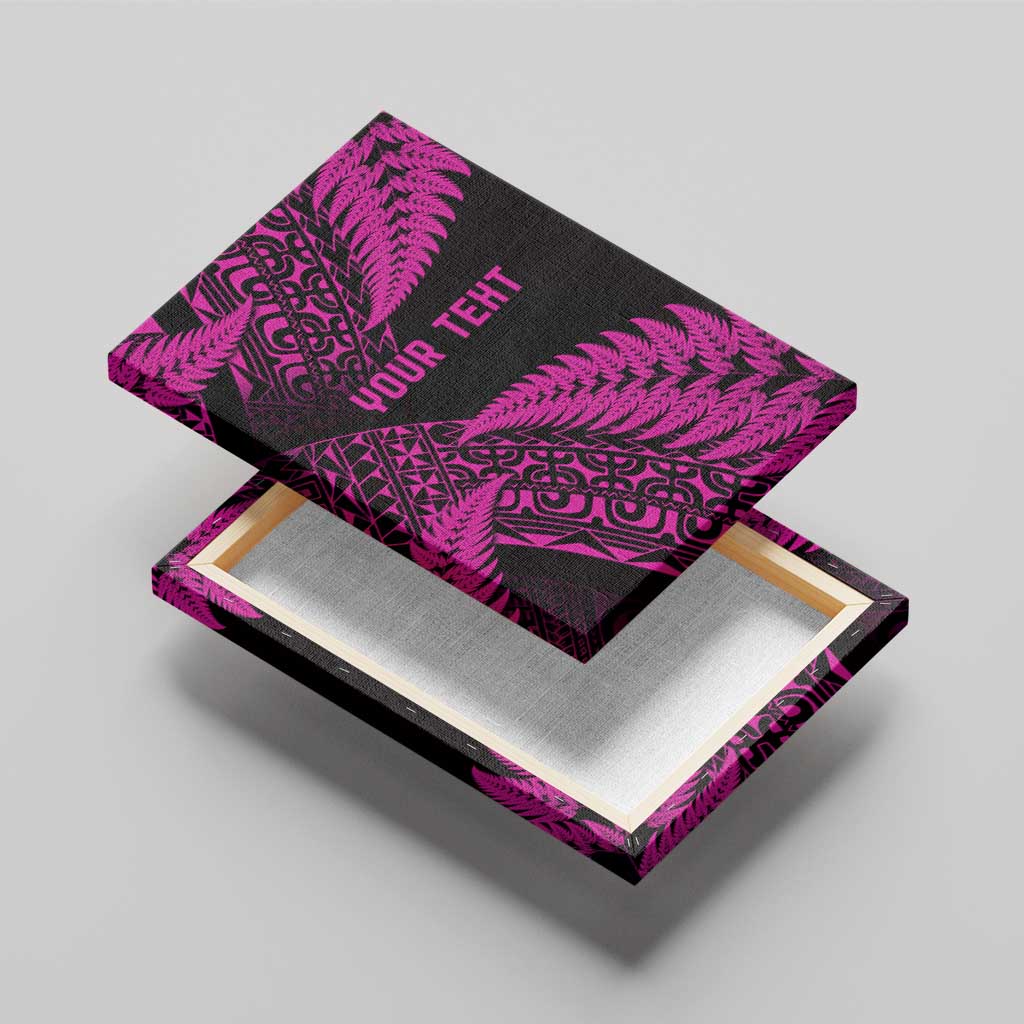 New Zealand Rugby Pacific Personalised Canvas Wall Art All Pink Maori Pasifika Fern Pattern