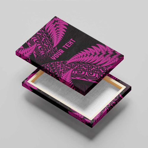 New Zealand Rugby Pacific Personalised Canvas Wall Art All Pink Maori Pasifika Fern Pattern