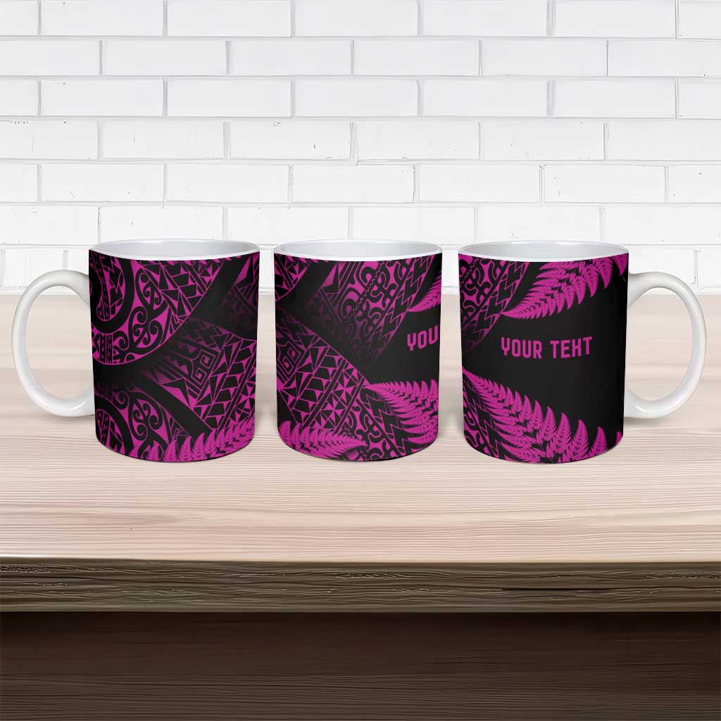 New Zealand Rugby Pacific Personalised Ceramic Mug All Pink Maori Pasifika Fern Pattern - Aussie Hoodie