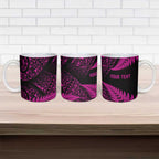New Zealand Rugby Pacific Personalised Ceramic Mug All Pink Maori Pasifika Fern Pattern - Aussie Hoodie