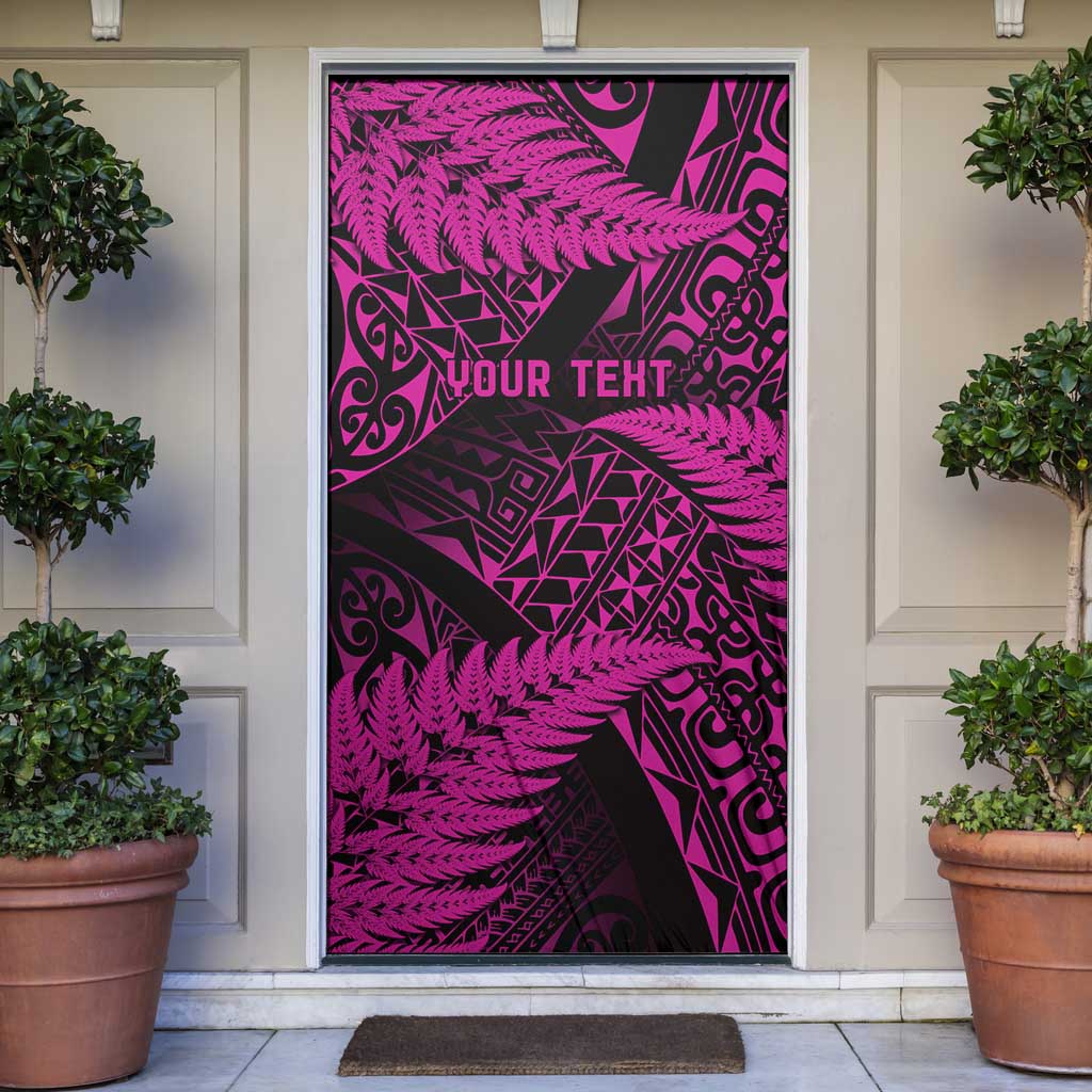 New Zealand Rugby Pacific Personalised Door Cover All Pink Maori Pasifika Fern Pattern - Aussie Hoodie